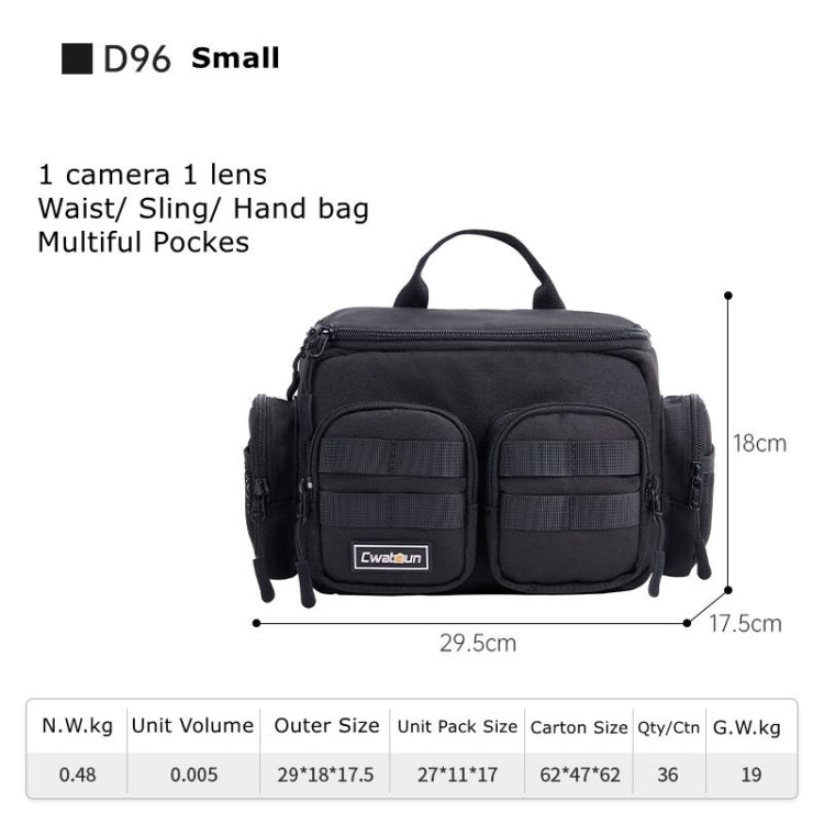 Cwatcun D96 Waist Camera Bag Sling Shoulder Camera Bag, Size:29.5 x 17.5 x 18cm(Black) by Cwatcun