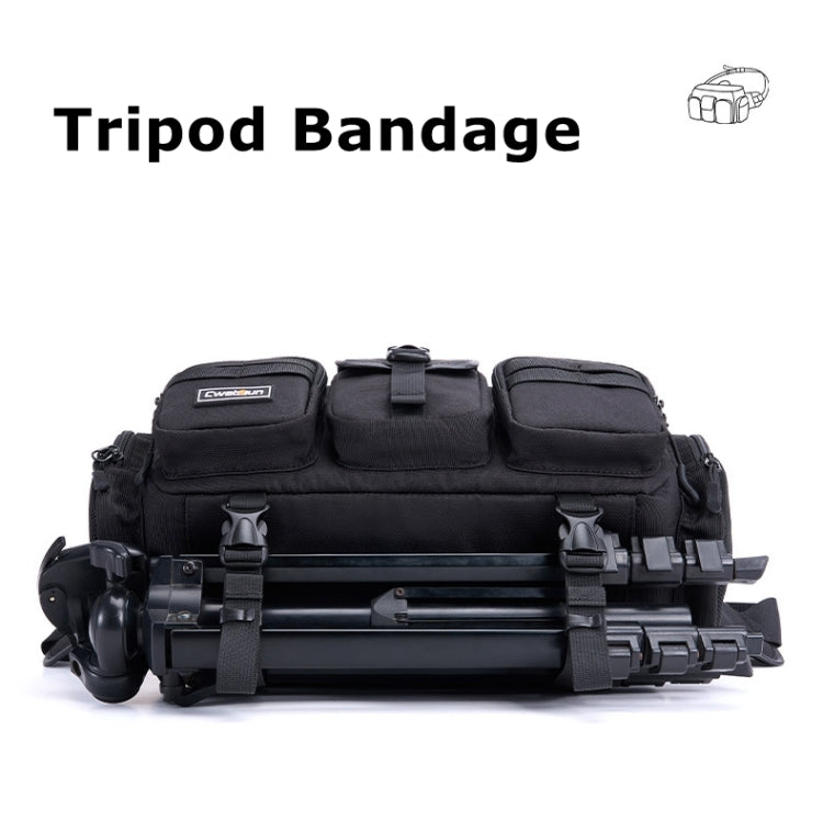 Cwatcun D96 Waist Camera Bag Sling Shoulder Camera Bag, Size:29.5 x 17.5 x 18cm(Black) by Cwatcun