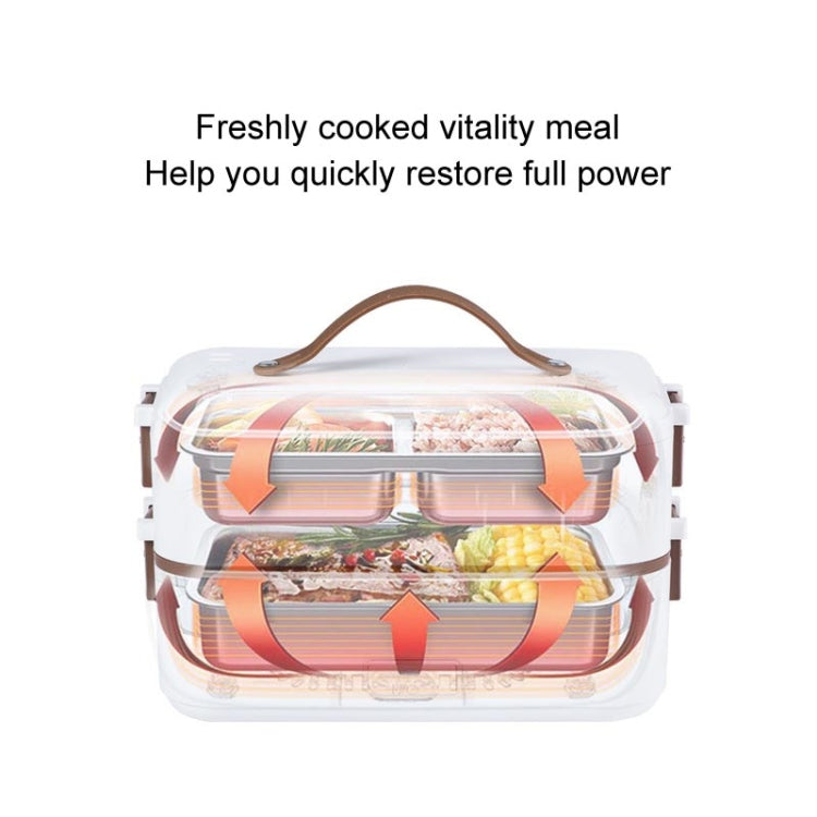 Multi Functional Microwave Oven With Plug-in Electric Cooking Electric Lunch Box, Color:White Double Layer(EU Plug) by bashfashion