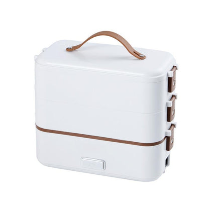 Multi Functional Microwave Oven With Plug-in Electric Cooking Electric Lunch Box, Color:Three Layers Of White(UK Plug) by bashfashion