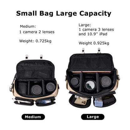 Cwatcun D99 Contrast Color Single Shoulder Camera Bag Outdoor Camera Bag Professional Crossbody Handbag, Size:32.5 x 14.5 x 21.5cm Large(Khaki Black) by Cwatcun