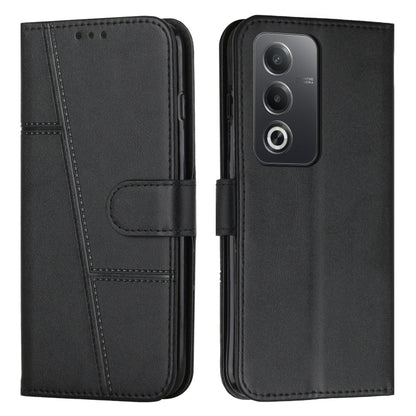 For OPPO A3 Pro Stitching Calf Texture Buckle Leather Phone Case(Black) by bashfashion