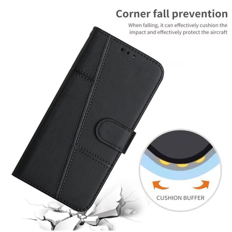 For OPPO A3 Pro Stitching Calf Texture Buckle Leather Phone Case(Black) by bashfashion
