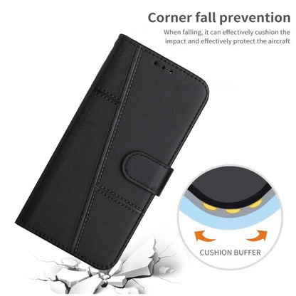 For OPPO A3 Pro Stitching Calf Texture Buckle Leather Phone Case(Black) by bashfashion