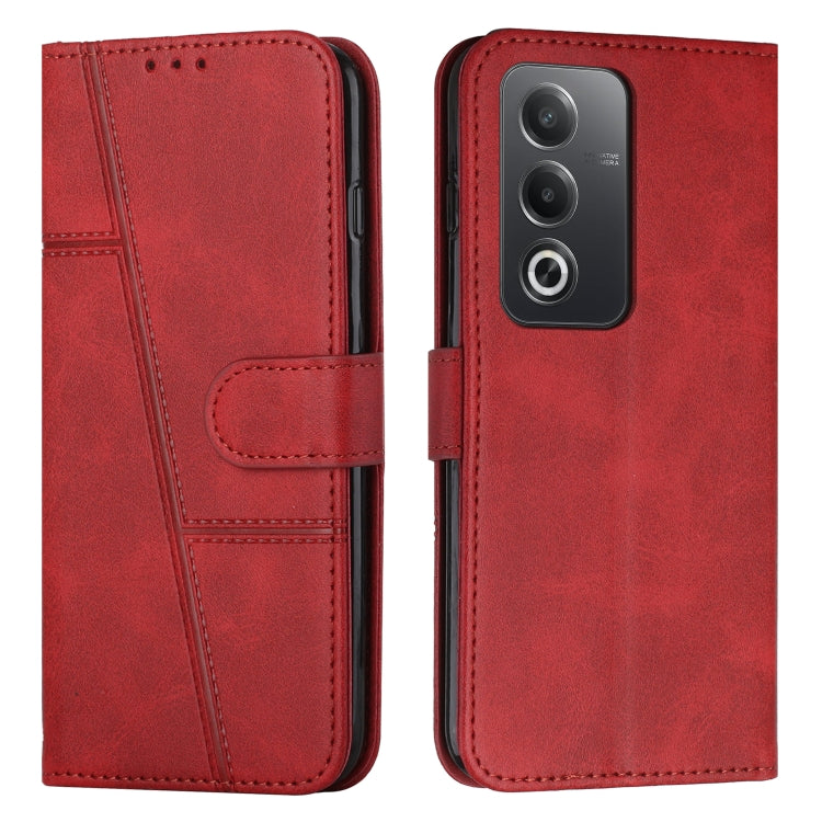For OPPO A3 Pro Stitching Calf Texture Buckle Leather Phone Case(Red) by bashfashion