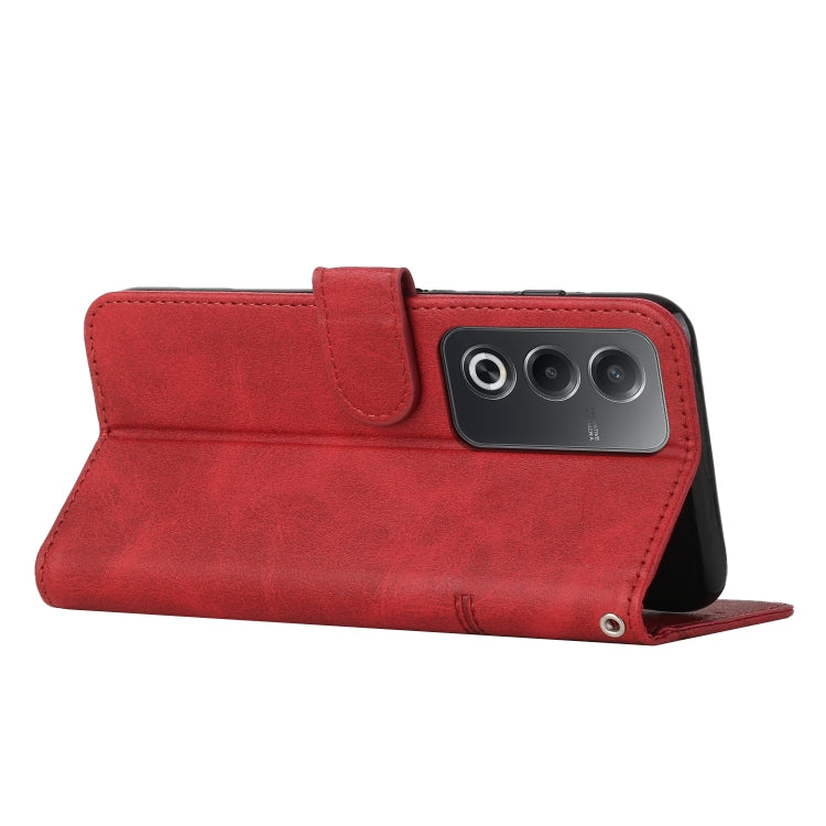For OPPO A3 Pro Stitching Calf Texture Buckle Leather Phone Case(Red) by bashfashion
