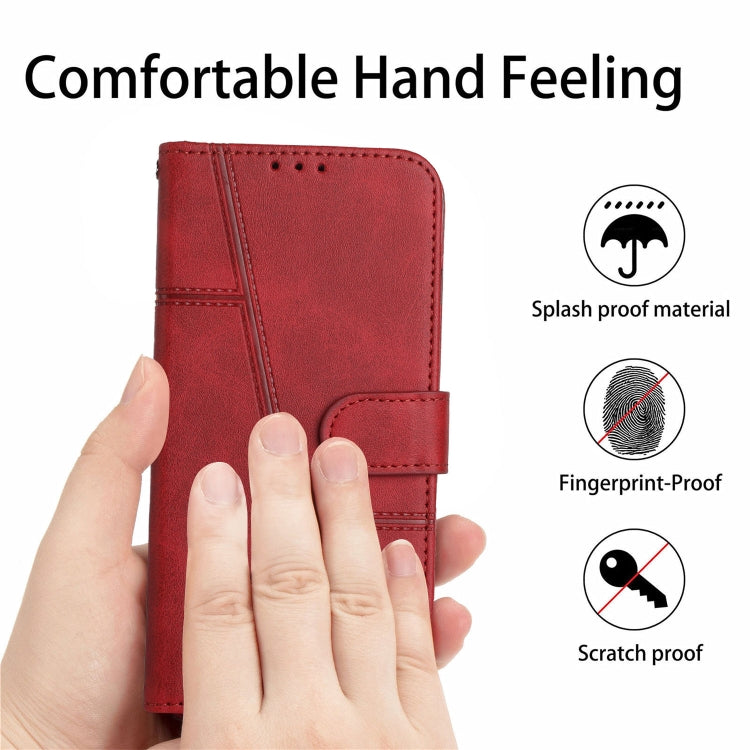 For OPPO A3 Pro Stitching Calf Texture Buckle Leather Phone Case(Red) by bashfashion
