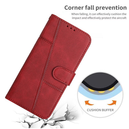 For OPPO A3 Pro Stitching Calf Texture Buckle Leather Phone Case(Red) by bashfashion