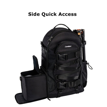 Cwatcun D111 Large Capacity Outdoor Professional Photography Backpack Shoulders Laptop Camera Bag, Size:56 x 33 x 18cm(Black) by Cwatcun