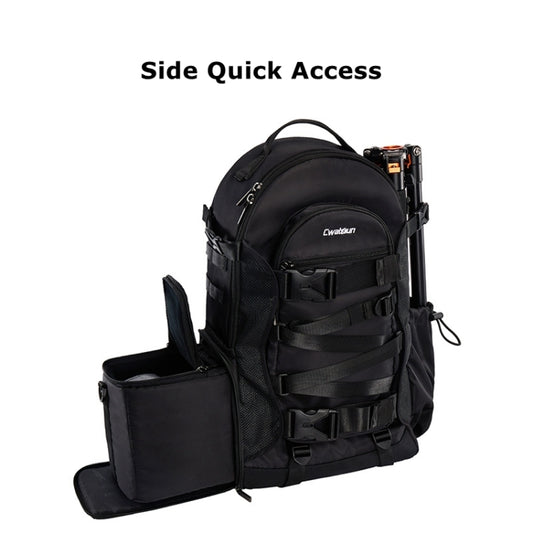 Cwatcun D111 Large Capacity Outdoor Professional Photography Backpack Shoulders Laptop Camera Bag, Size:56 x 33 x 18cm(Black) by Cwatcun