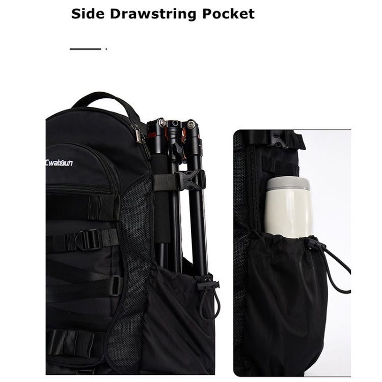 Cwatcun D111 Large Capacity Outdoor Professional Photography Backpack Shoulders Laptop Camera Bag, Size:56 x 33 x 18cm(Black) by Cwatcun