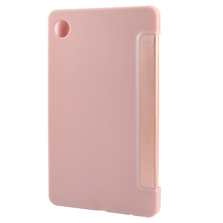 For Samsung Galaxy Tab A11 / A9 Tri-fold Holder Horizontal Flip TPU Leather Tablet Case(Rose Gold) by bashfashion