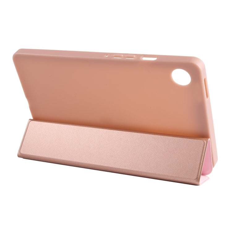 For Samsung Galaxy Tab A11 / A9 Tri-fold Holder Horizontal Flip TPU Leather Tablet Case(Rose Gold) by bashfashion