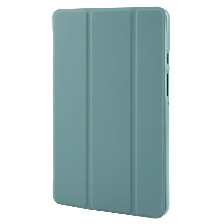 For Samsung Galaxy Tab A11 / A9 Tri-fold Holder Horizontal Flip TPU Leather Tablet Case(Dark Green) by bashfashion
