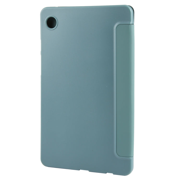 For Samsung Galaxy Tab A11 / A9 Tri-fold Holder Horizontal Flip TPU Leather Tablet Case(Dark Green) by bashfashion