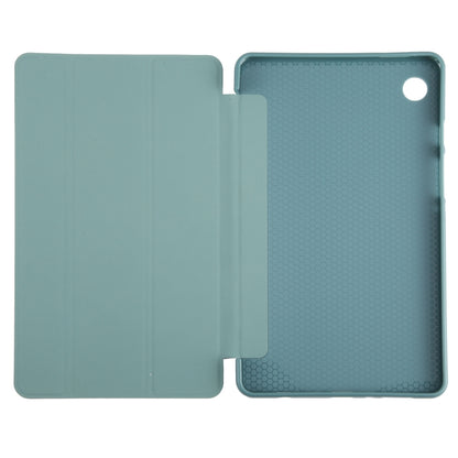 For Samsung Galaxy Tab A11 / A9 Tri-fold Holder Horizontal Flip TPU Leather Tablet Case(Dark Green) by bashfashion