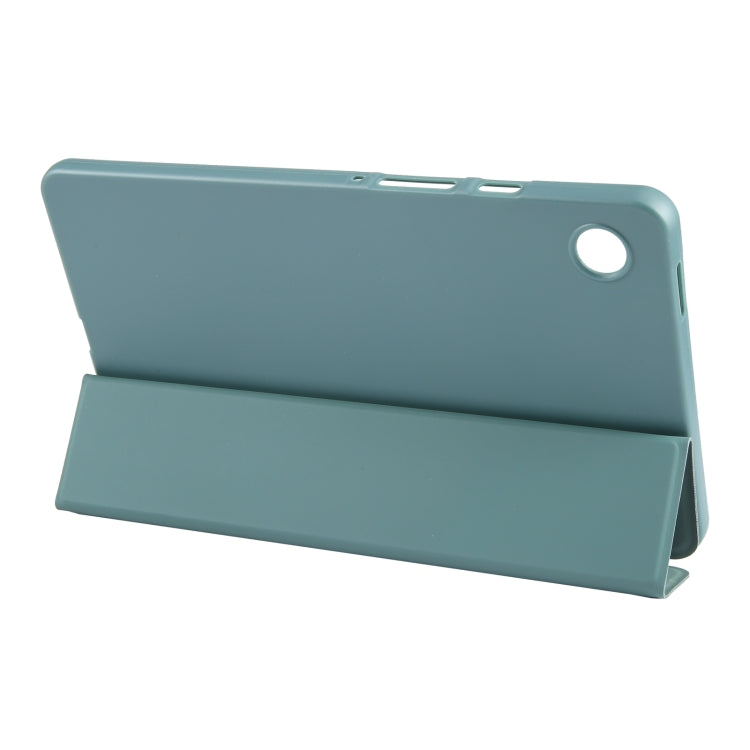 For Samsung Galaxy Tab A11 / A9 Tri-fold Holder Horizontal Flip TPU Leather Tablet Case(Dark Green) by bashfashion