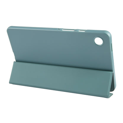 For Samsung Galaxy Tab A11 / A9 Tri-fold Holder Horizontal Flip TPU Leather Tablet Case(Dark Green) by bashfashion