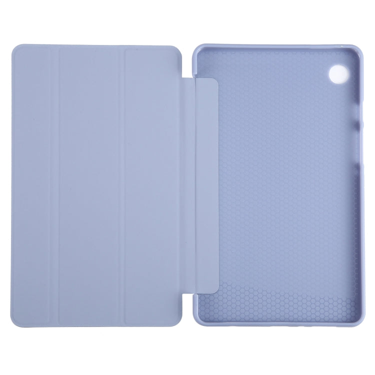 For Samsung Galaxy Tab A11 / A9 Tri-fold Holder Horizontal Flip TPU Leather Tablet Case(Lavender Grey) by bashfashion