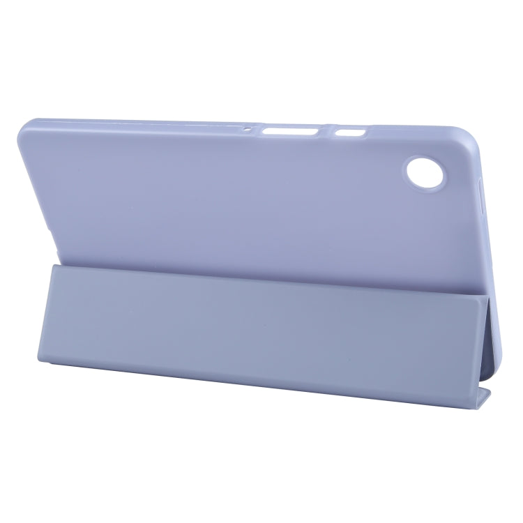 For Samsung Galaxy Tab A11 / A9 Tri-fold Holder Horizontal Flip TPU Leather Tablet Case(Lavender Grey) by bashfashion