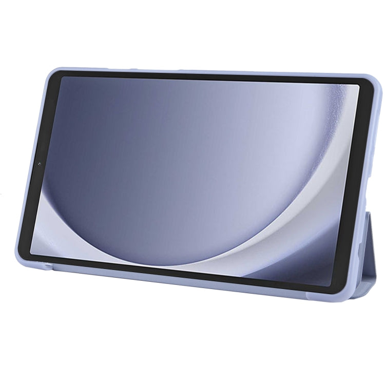 For Samsung Galaxy Tab A11 / A9 Tri-fold Holder Horizontal Flip TPU Leather Tablet Case(Lavender Grey) by bashfashion