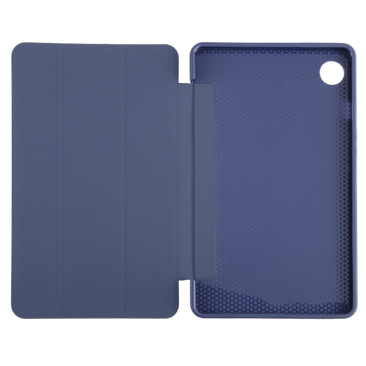 For Samsung Galaxy Tab A11 / A9 Tri-fold Holder Horizontal Flip TPU Leather Tablet Case(Dark Blue) by bashfashion