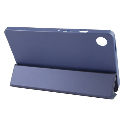 For Samsung Galaxy Tab A11 / A9 Tri-fold Holder Horizontal Flip TPU Leather Tablet Case(Dark Blue) by bashfashion