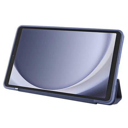For Samsung Galaxy Tab A11 / A9 Tri-fold Holder Horizontal Flip TPU Leather Tablet Case(Dark Blue) by bashfashion