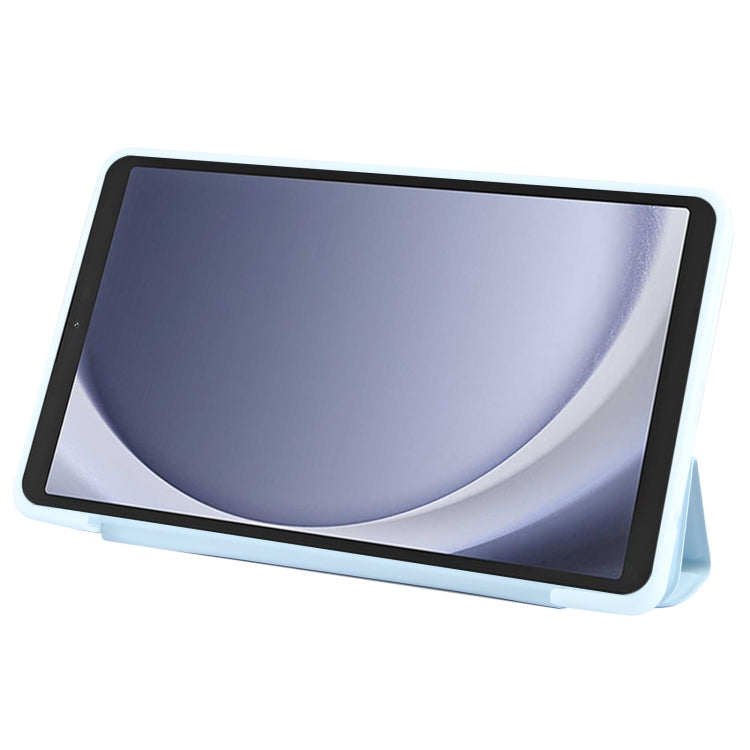 For Samsung Galaxy Tab A11 / A9 Tri-fold Holder Horizontal Flip TPU Leather Tablet Case(Sky Blue) by bashfashion