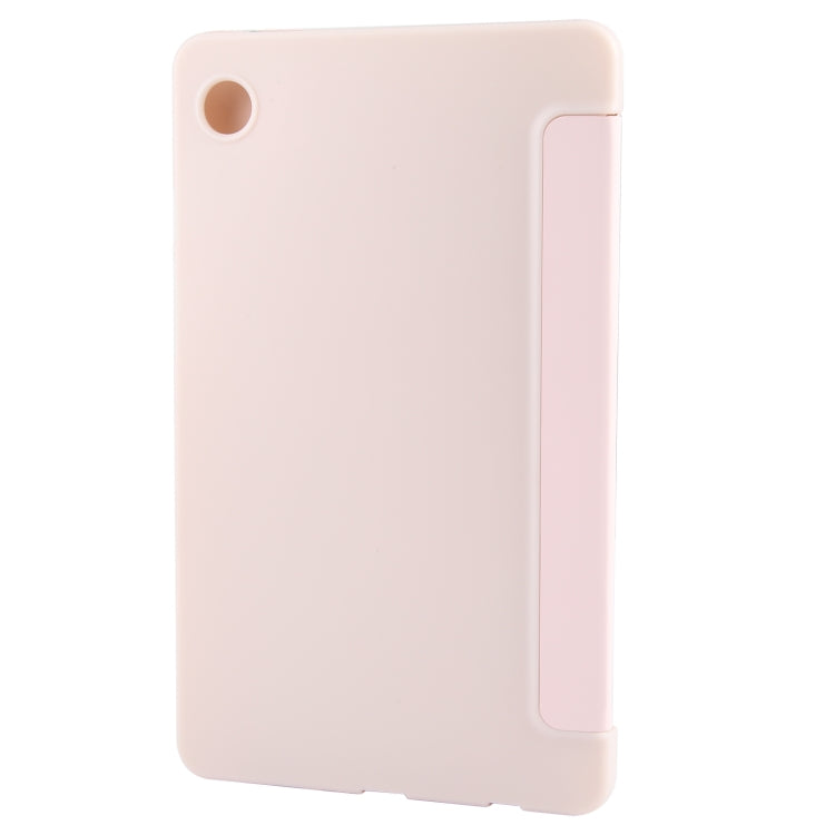For Samsung Galaxy Tab A11 / A9 Tri-fold Holder Horizontal Flip TPU Leather Tablet Case(Pink) by bashfashion