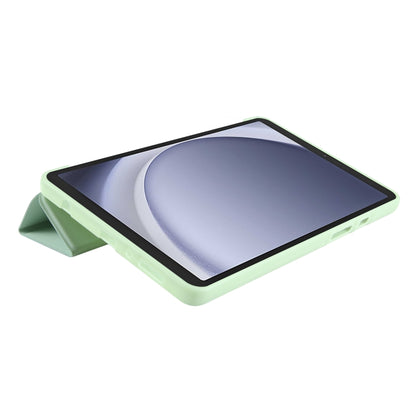 For Samsung Galaxy Tab A11 / A9 Tri-fold Holder Horizontal Flip TPU Leather Tablet Case(Green) by bashfashion