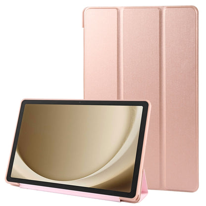 For Samsung Galaxy Tab A11+ / A9+ Tri-fold Holder Horizontal Flip TPU Leather Tablet Case(Rose Gold) by bashfashion