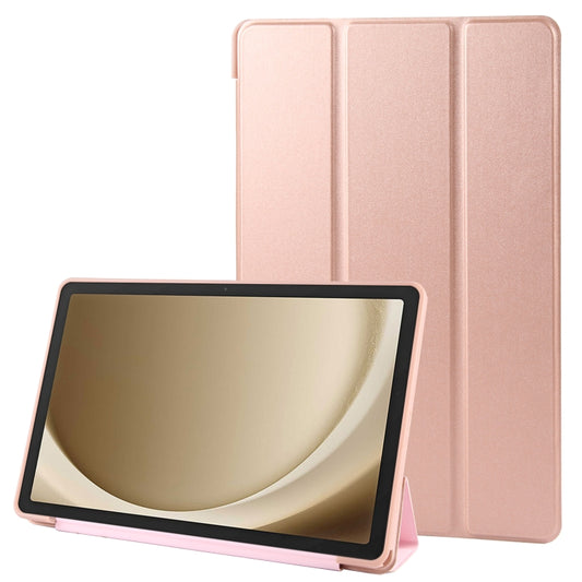 For Samsung Galaxy Tab A11+ / A9+ Tri-fold Holder Horizontal Flip TPU Leather Tablet Case(Rose Gold) by bashfashion