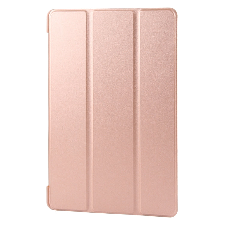 For Samsung Galaxy Tab A11+ / A9+ Tri-fold Holder Horizontal Flip TPU Leather Tablet Case(Rose Gold) by bashfashion