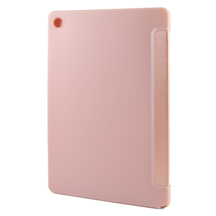 For Samsung Galaxy Tab A11+ / A9+ Tri-fold Holder Horizontal Flip TPU Leather Tablet Case(Rose Gold) by bashfashion