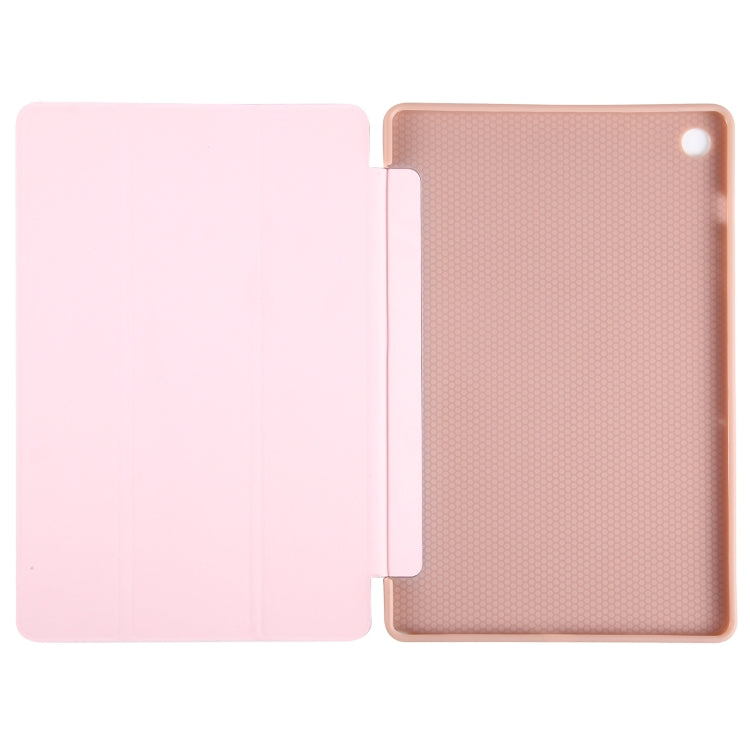 For Samsung Galaxy Tab A11+ / A9+ Tri-fold Holder Horizontal Flip TPU Leather Tablet Case(Rose Gold) by bashfashion