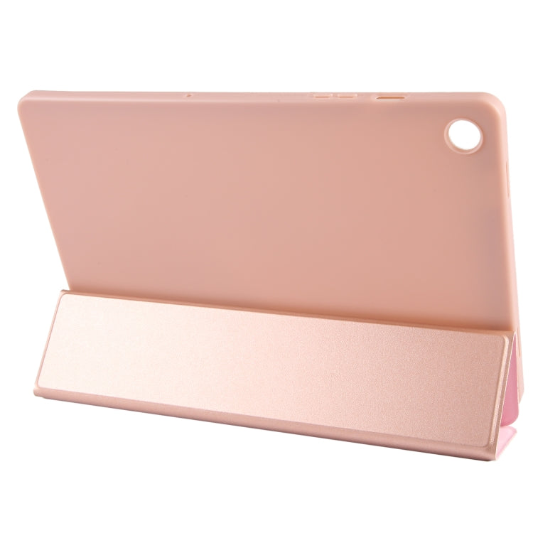 For Samsung Galaxy Tab A11+ / A9+ Tri-fold Holder Horizontal Flip TPU Leather Tablet Case(Rose Gold) by bashfashion
