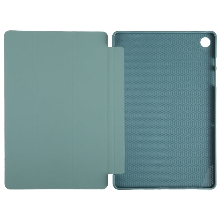 For Samsung Galaxy Tab A11+ / A9+ Tri-fold Holder Horizontal Flip TPU Leather Tablet Case(Dark Green) by bashfashion