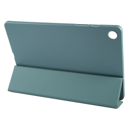 For Samsung Galaxy Tab A11+ / A9+ Tri-fold Holder Horizontal Flip TPU Leather Tablet Case(Dark Green) by bashfashion