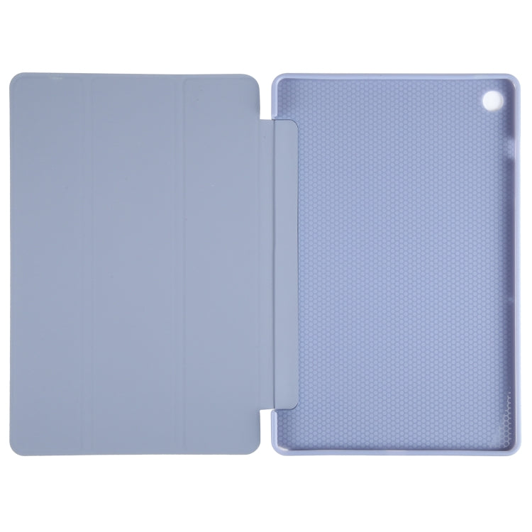 For Samsung Galaxy Tab A11+ / A9+ Tri-fold Holder Horizontal Flip TPU Leather Tablet Case(Lavender Grey) by bashfashion