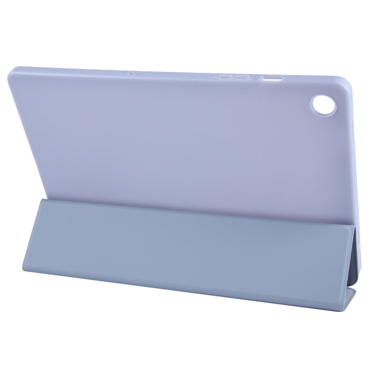 For Samsung Galaxy Tab A11+ / A9+ Tri-fold Holder Horizontal Flip TPU Leather Tablet Case(Lavender Grey) by bashfashion