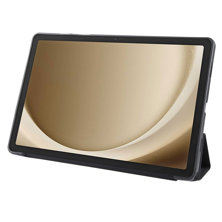 For Samsung Galaxy Tab A11+ / A9+ Tri-fold Holder Horizontal Flip TPU Leather Tablet Case(Black) by bashfashion