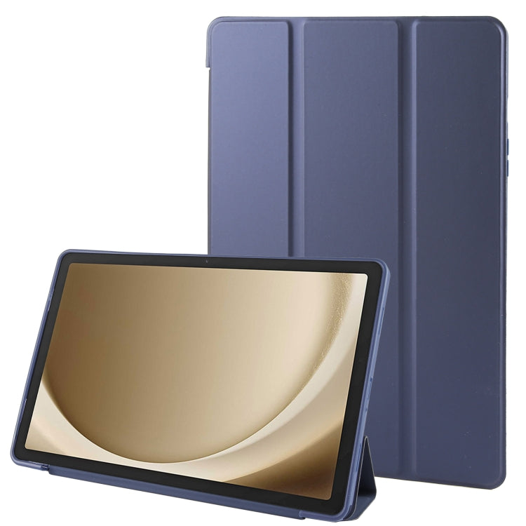 For Samsung Galaxy Tab A11+ / A9+ Tri-fold Holder Horizontal Flip TPU Leather Tablet Case(Dark Blue) by bashfashion