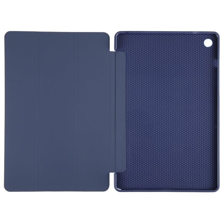 For Samsung Galaxy Tab A11+ / A9+ Tri-fold Holder Horizontal Flip TPU Leather Tablet Case(Dark Blue) by bashfashion