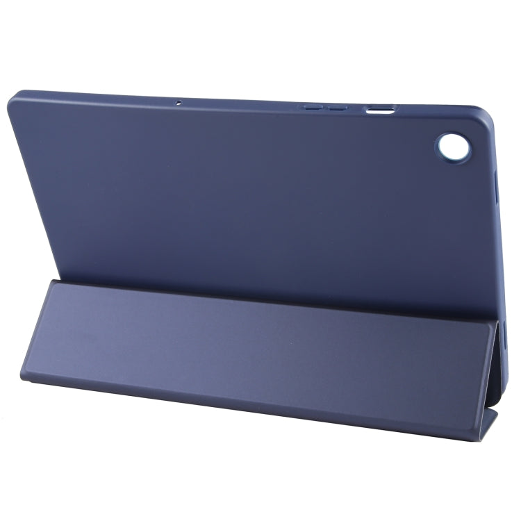 For Samsung Galaxy Tab A11+ / A9+ Tri-fold Holder Horizontal Flip TPU Leather Tablet Case(Dark Blue) by bashfashion
