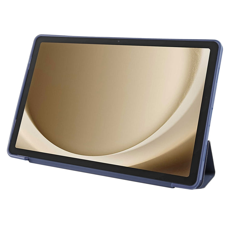 For Samsung Galaxy Tab A11+ / A9+ Tri-fold Holder Horizontal Flip TPU Leather Tablet Case(Dark Blue) by bashfashion