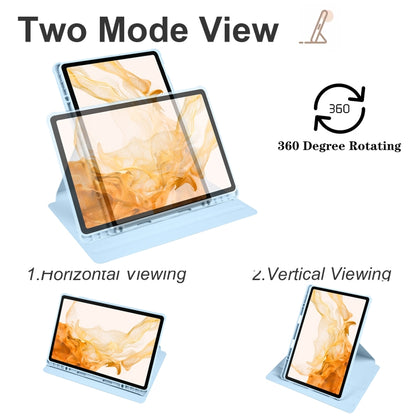 For Samsung Galaxy Tab S10+ / S9+ Acrylic 360 Degree Rotation Holder Tablet Leather Case(Ice Blue) by bashfashion