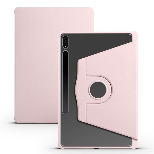 For Samsung Galaxy Tab S10+ / S9+ Acrylic 360 Degree Rotation Holder Tablet Leather Case(Sand Pink) by bashfashion