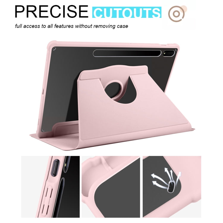 For Samsung Galaxy Tab S10+ / S9+ Acrylic 360 Degree Rotation Holder Tablet Leather Case(Sand Pink) by bashfashion
