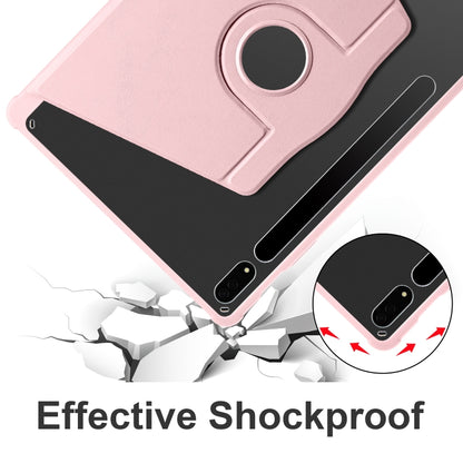 For Samsung Galaxy Tab S10+ / S9+ Acrylic 360 Degree Rotation Holder Tablet Leather Case(Sand Pink) by bashfashion